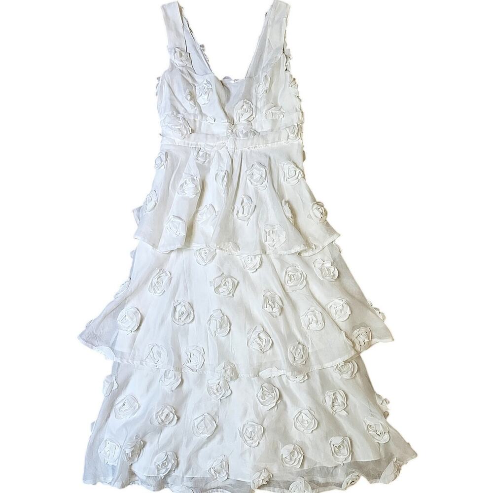 Lulus White Rosette Applique Tiered Maxi Dress Size Medium - Picture 2 of 8